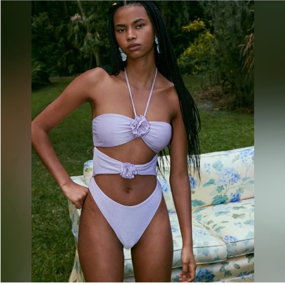 Cutout purple one piece bikini size small
